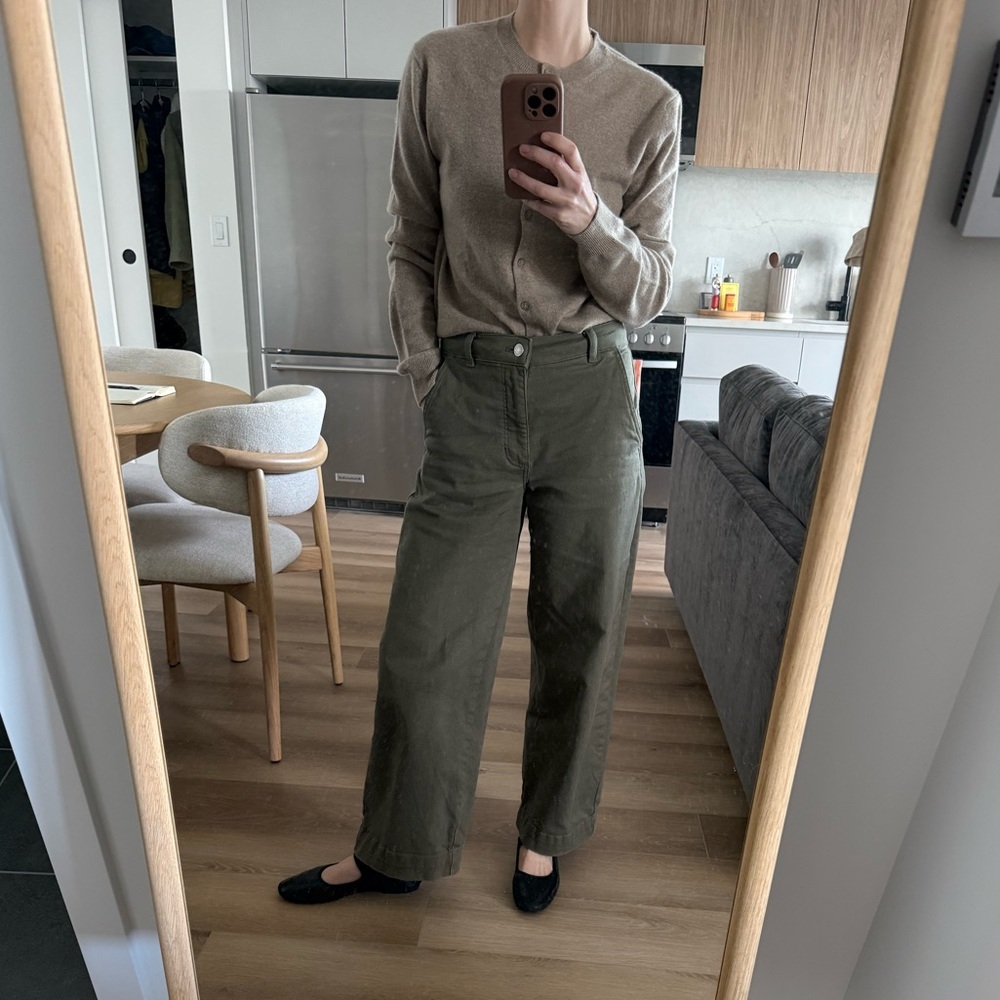 Everlane Olive Green High-Rise Wide-Leg Pants
